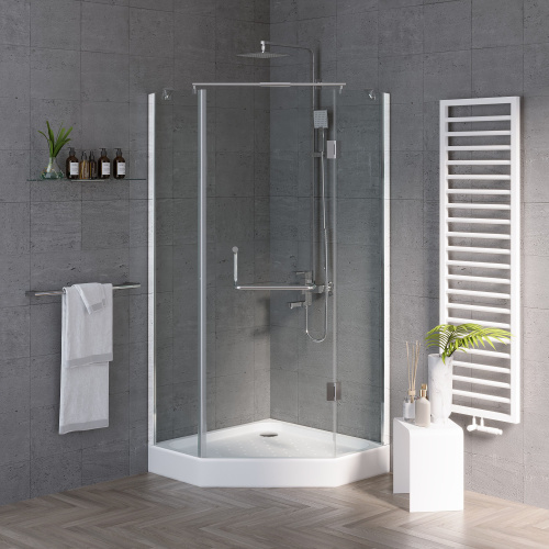 Душевой уголок Grossman Classic GR-8090 90х90 стекло прозрачное профиль белый без поддона - фото 2